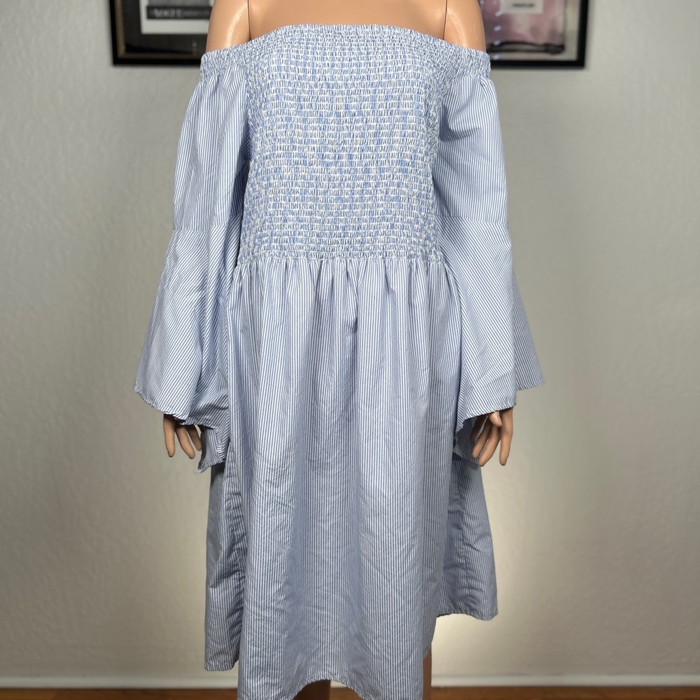 Cocoom Off-Shoulder Blue Striped Dress size 2X